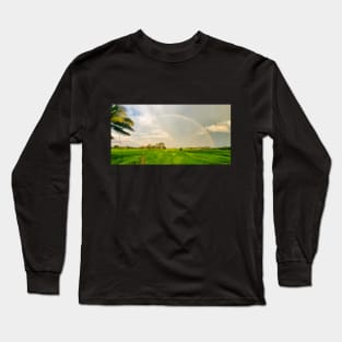 Rainbow over Ricefields, Philippines Long Sleeve T-Shirt